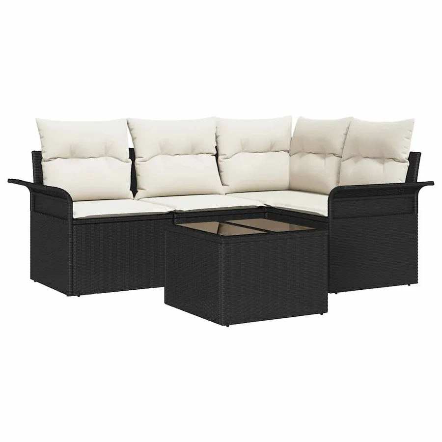 Ensemble de canapé de jardin avec stockage 5 pcs Noir polyrotin - 2