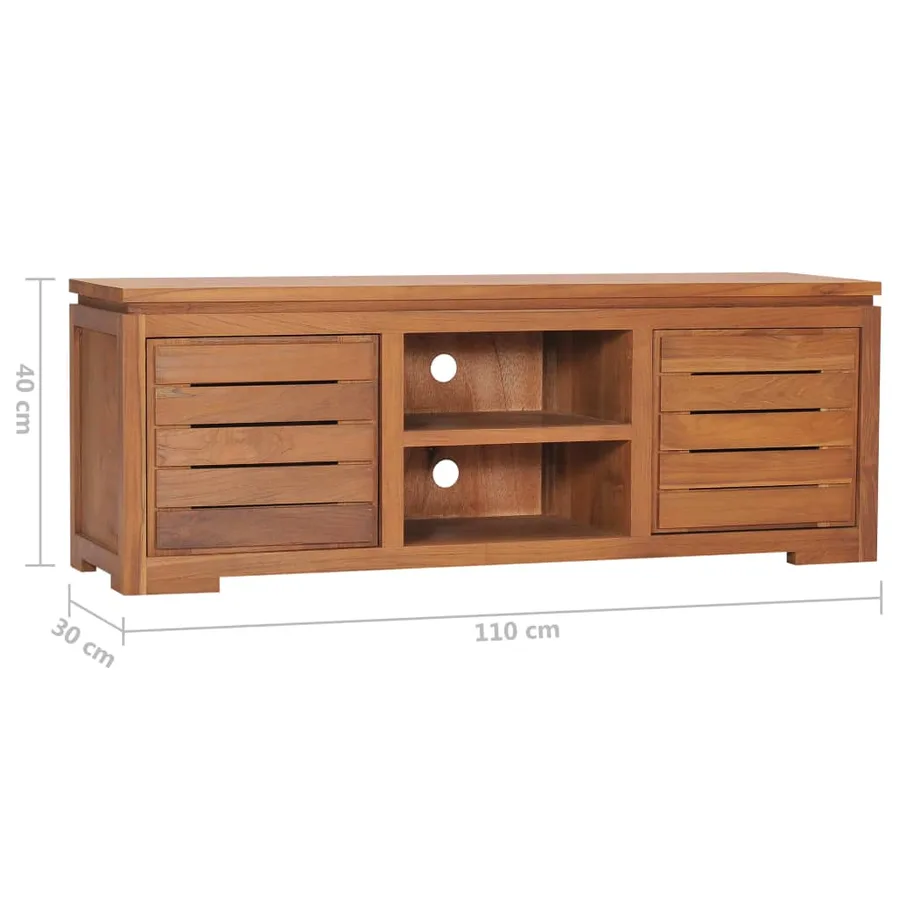 Meuble TV 110x30x40 cm Bois de teck massif - 8