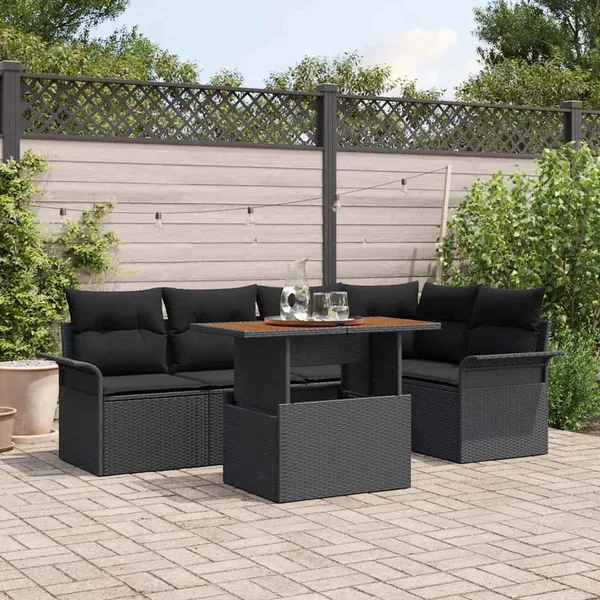 Ensemble de canapé de jardin avec coussin 6 pcs Noir