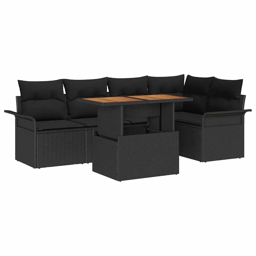 Ensemble de canapé de jardin avec coussin 6 pcs Noir - 2