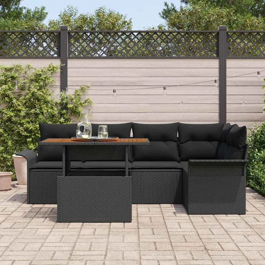 Ensemble de canapé de jardin avec coussin 6 pcs Noir - 3