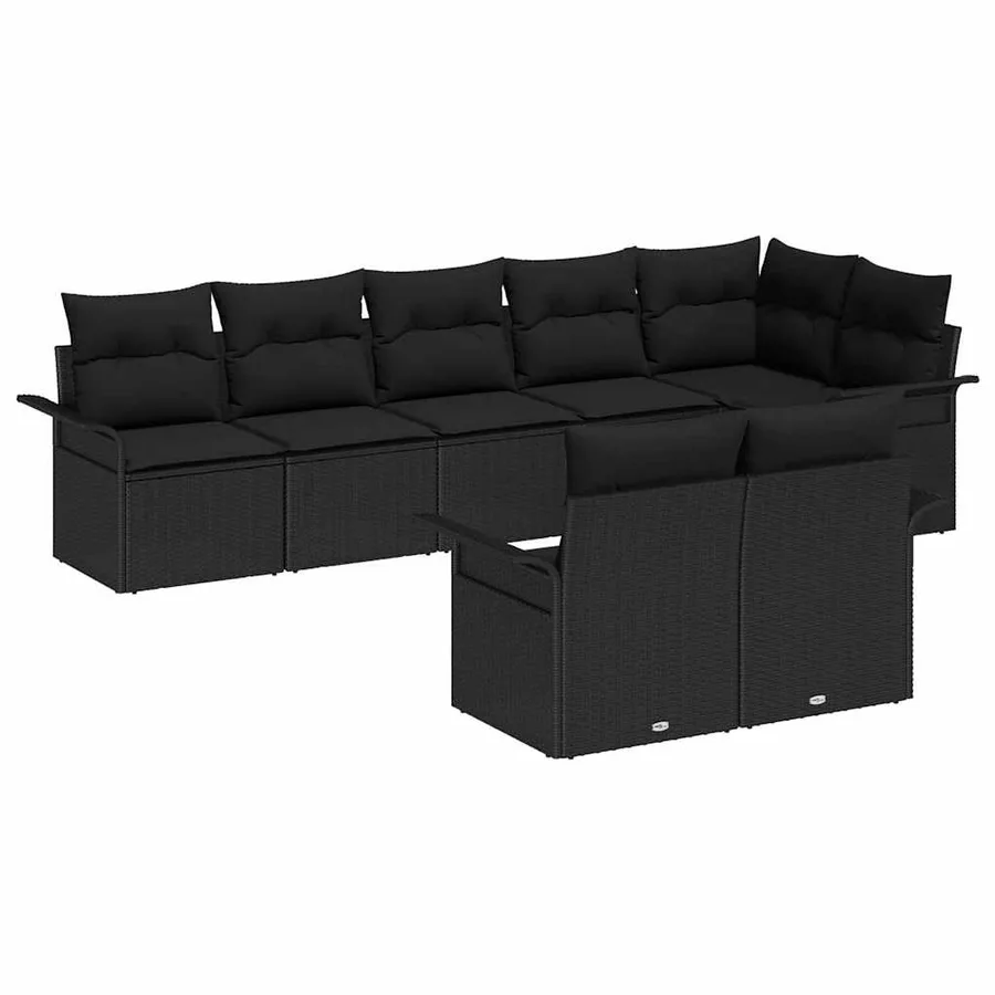 Ensemble de canapé de jardin avec stockage 8 pcs Noir polyrotin - 2