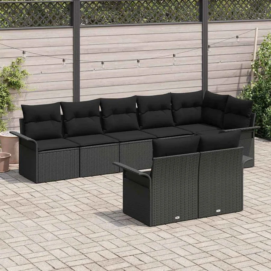 Ensemble de canapé de jardin avec stockage 8 pcs Noir polyrotin - 3