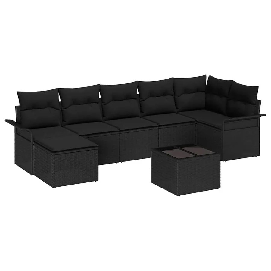 Ensemble de canapé de jardin avec stockage 8 pcs Noir polyrotin - 2