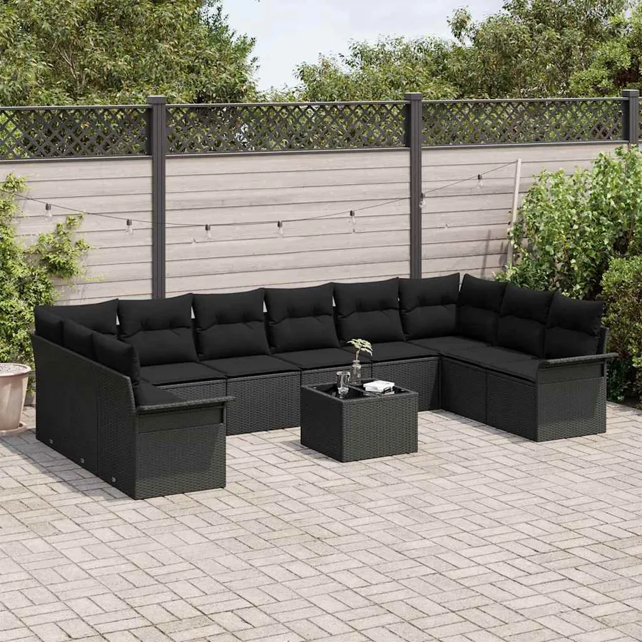 Ensemble de canapé de jardin 11 pcs Beige Poly rotin - 3
