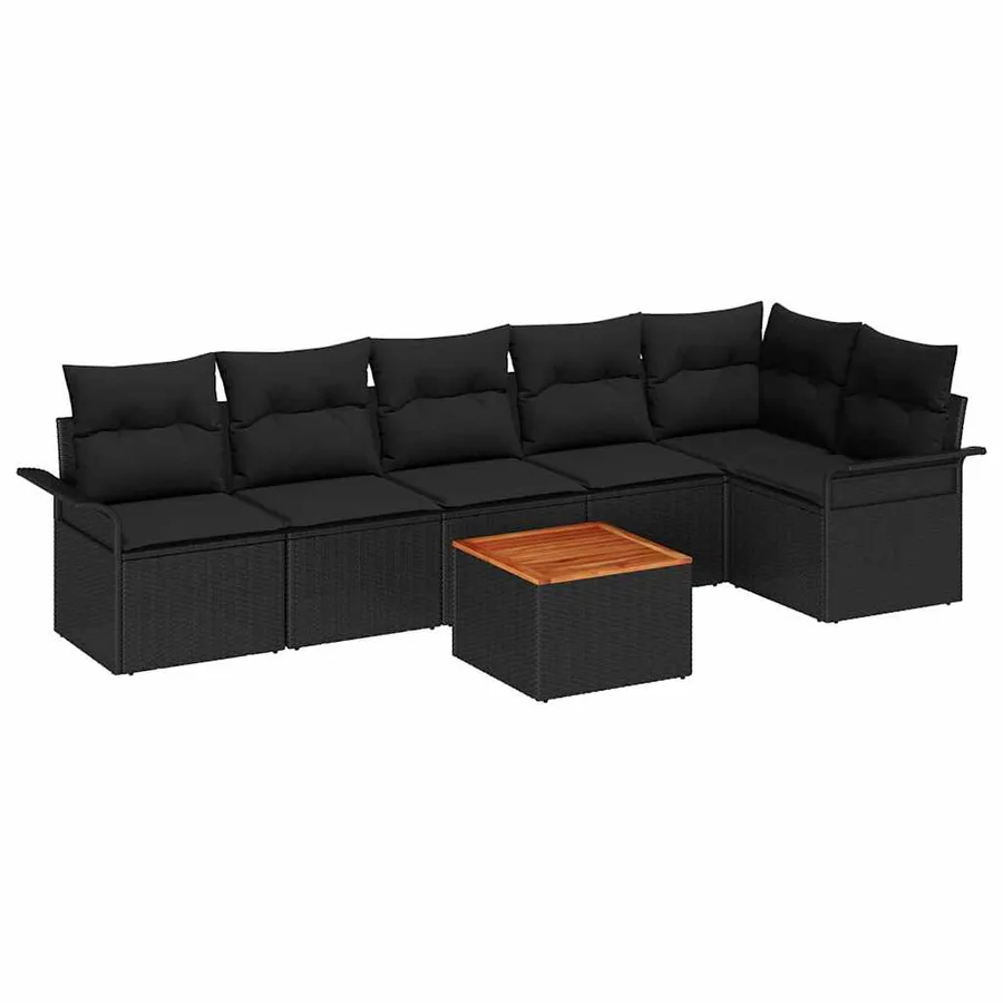 Ensemble de canapé de jardin avec stockage 7 pcs Noir polyrotin - 2