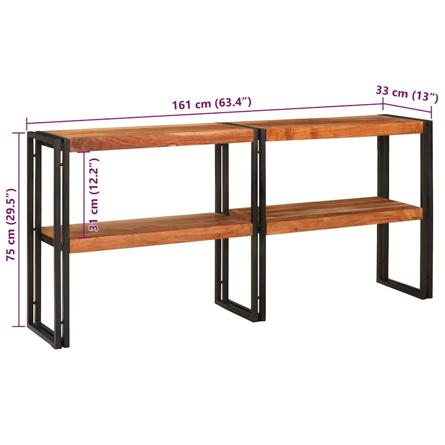 Table console Marron 160 x 33 x 75 cm Bois d'Acacia Massif - 11
