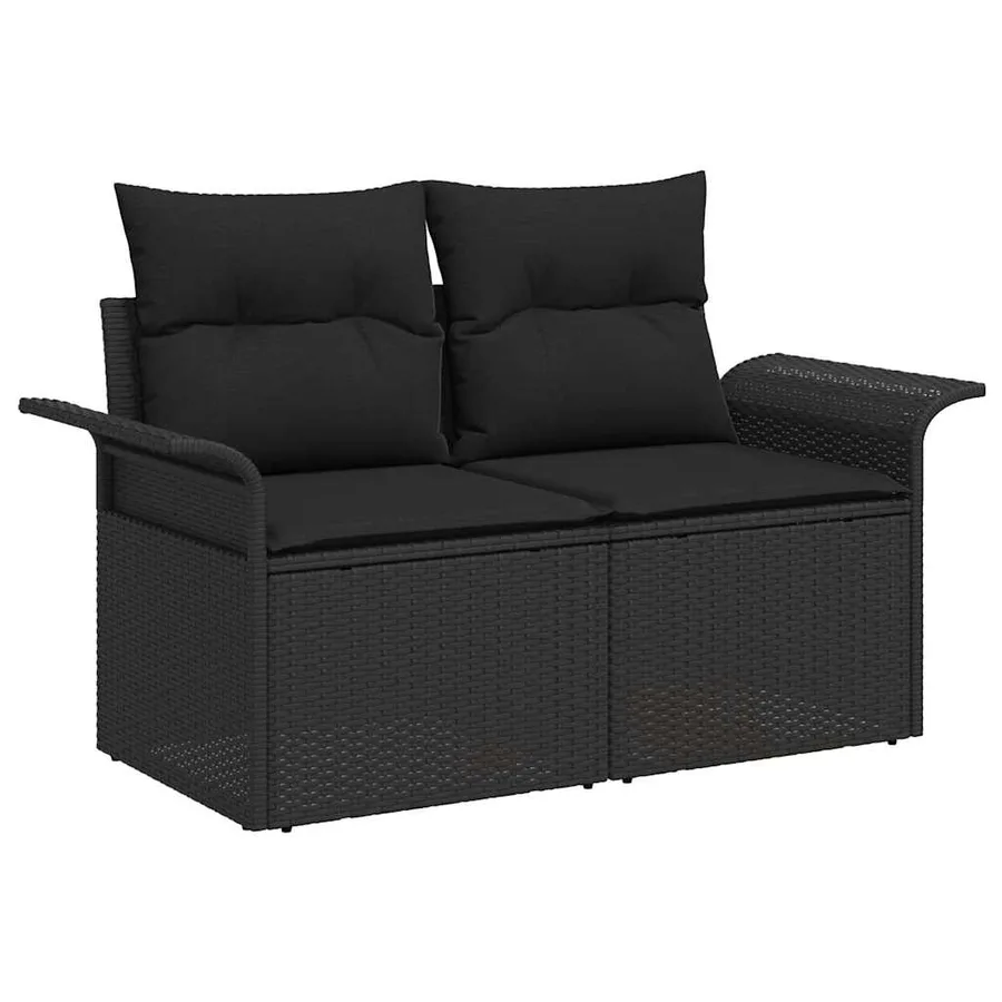 Ensemble de canapé de jardin avec coussin 5 pcs Noir polyrotin - 6