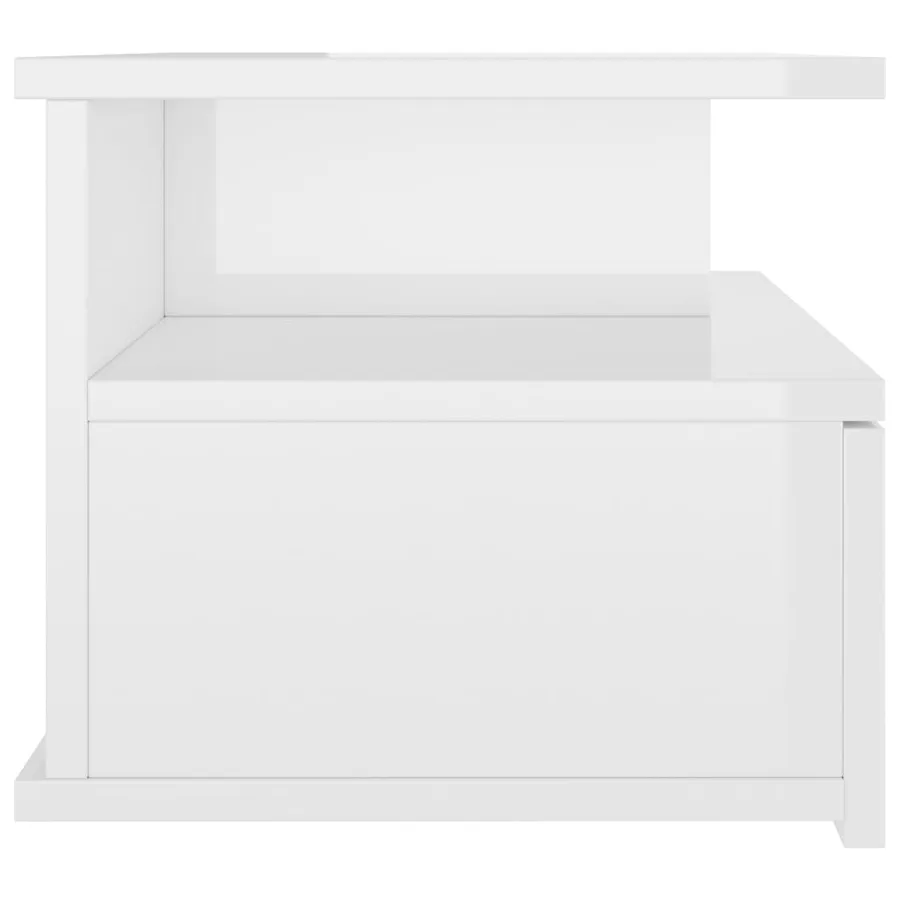 Tables de chevet flottantes 2pcs Blanc brillant Bois ingénierie - 5
