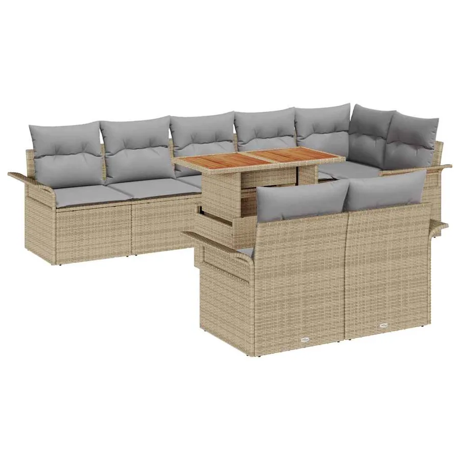 Ensemble de canapé de jardin 9 pcs Beige et Gris clair - 2
