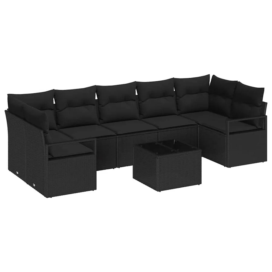 Ensemble de canapé de jardin avec coussin 8 pcs Noir - 2