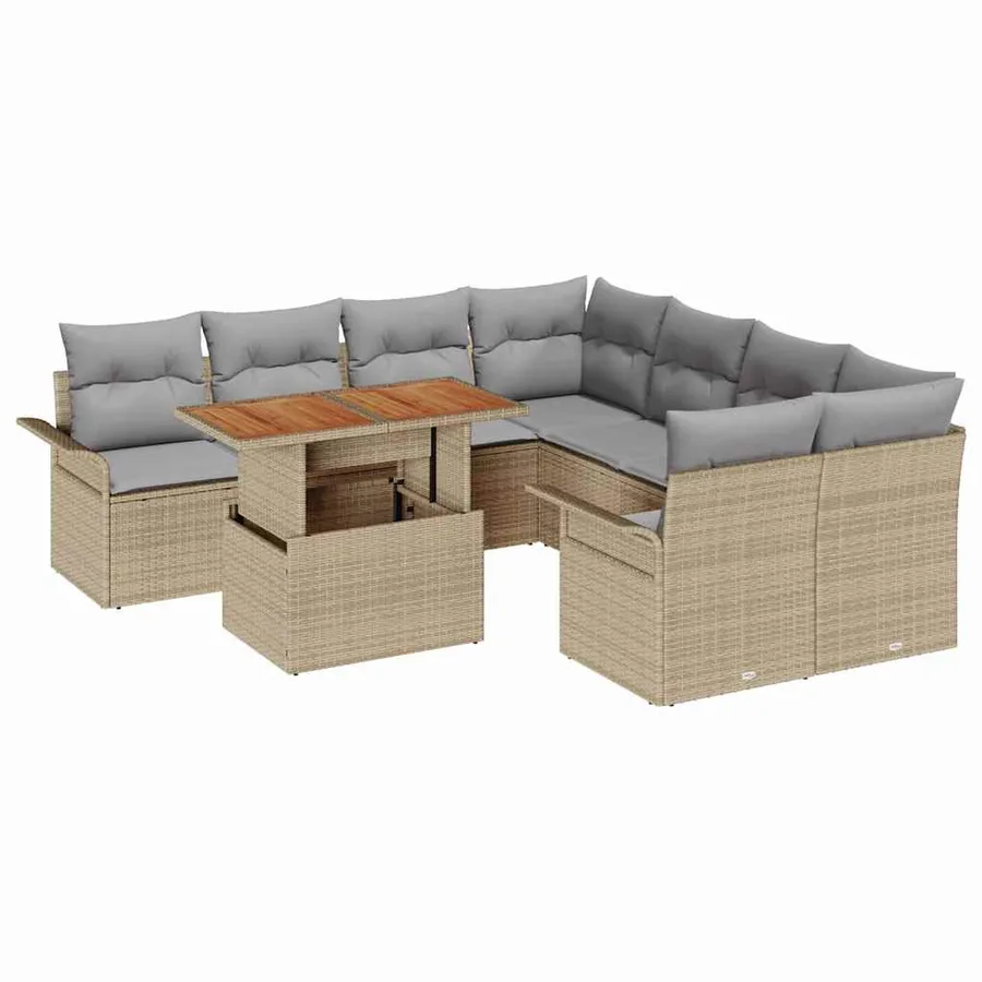 Ensemble de canapé de jardin avec coussin beige et gris clair - 2