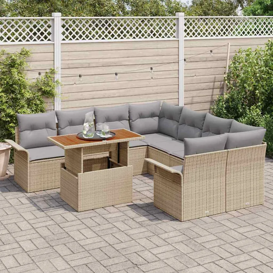 Ensemble de canapé de jardin avec coussin beige et gris clair - 3