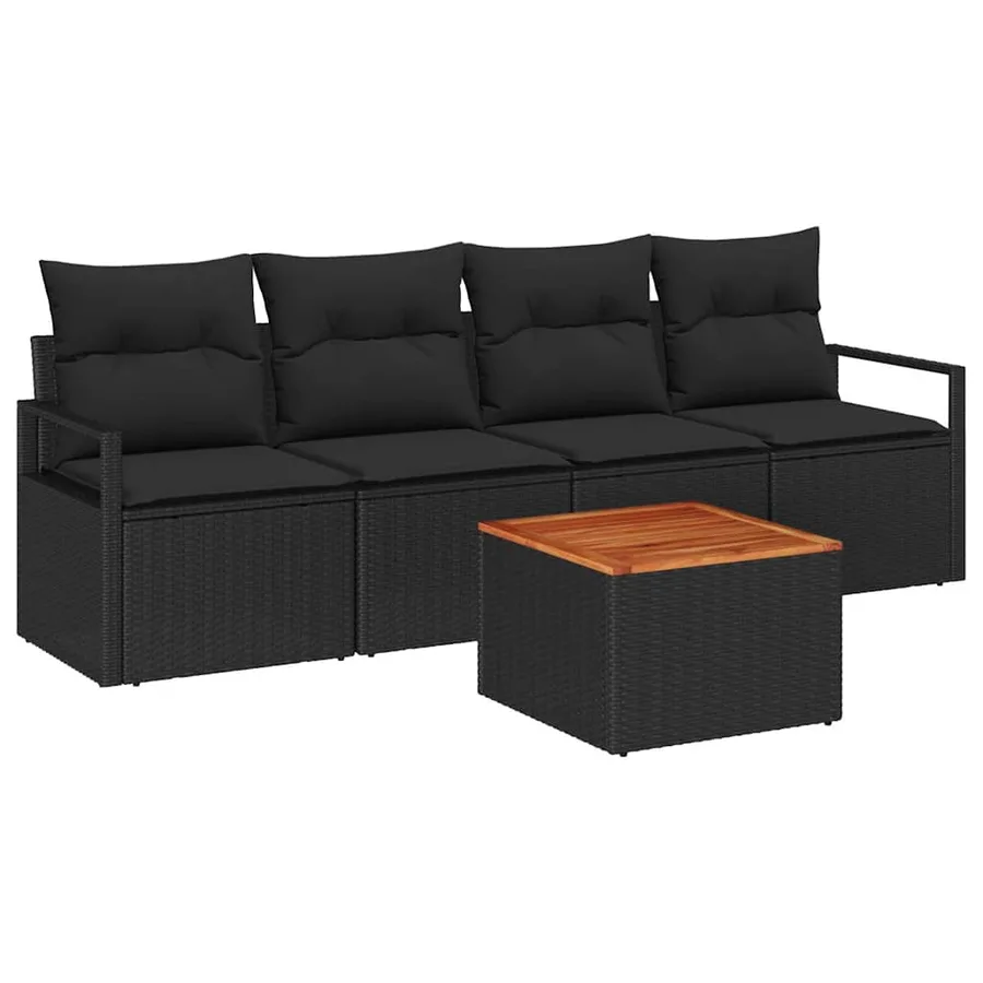 Ensemble de canapé de jardin avec stockage 5 pcs Noir polyrotin - 2