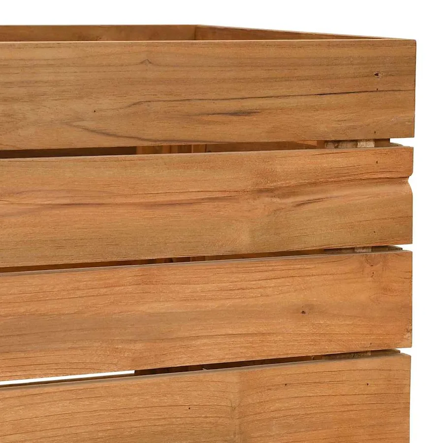 Lit surélevé 100x40x72 cm bois de teck recyclé et acier - 11
