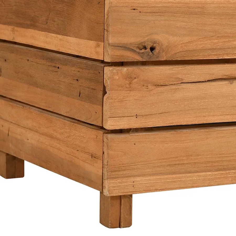 Lit surélevé 100x40x72 cm bois de teck recyclé et acier - 12
