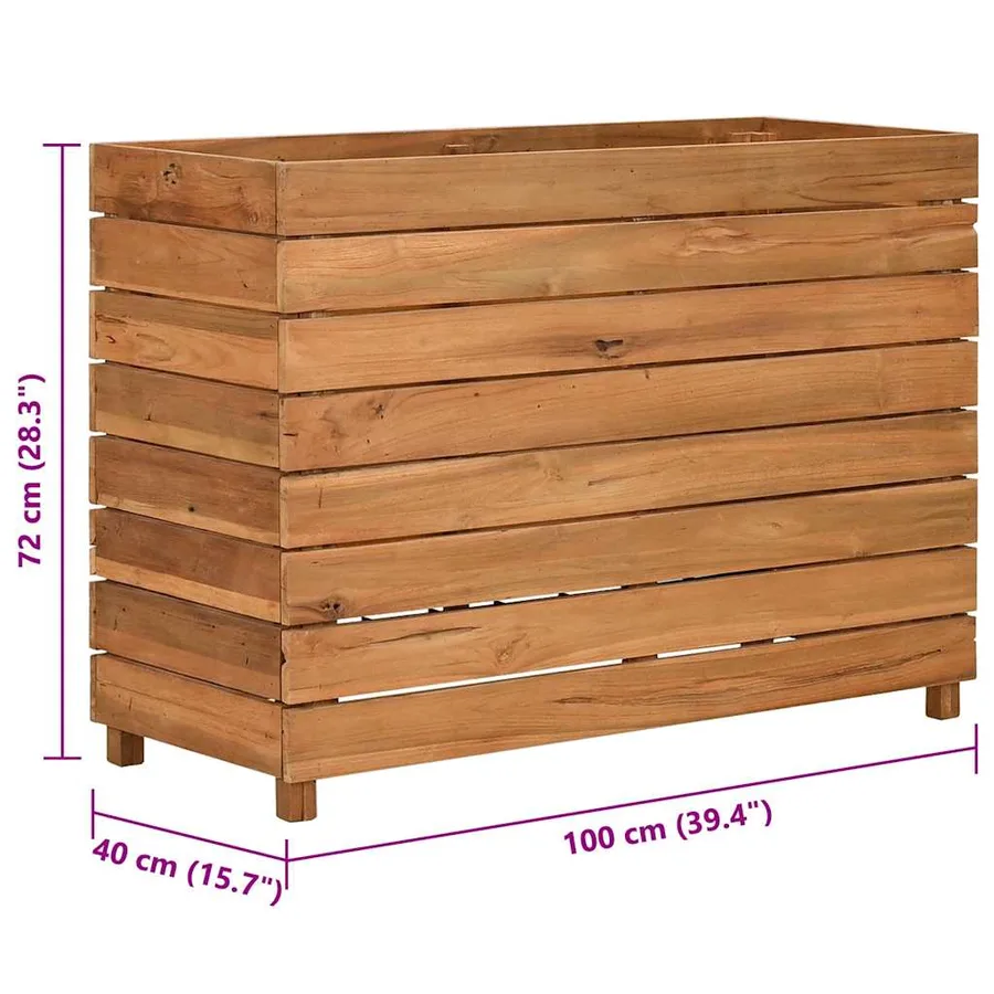 Lit surélevé 100x40x72 cm bois de teck recyclé et acier - 13