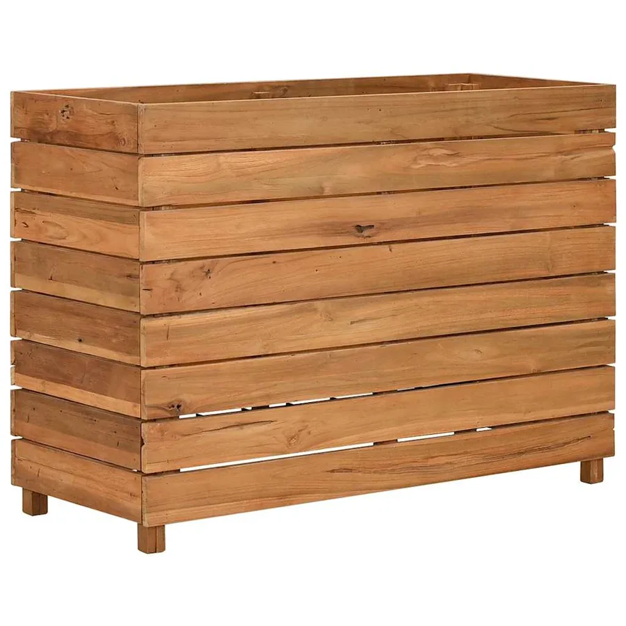 Lit surélevé 100x40x72 cm bois de teck recyclé et acier - 2