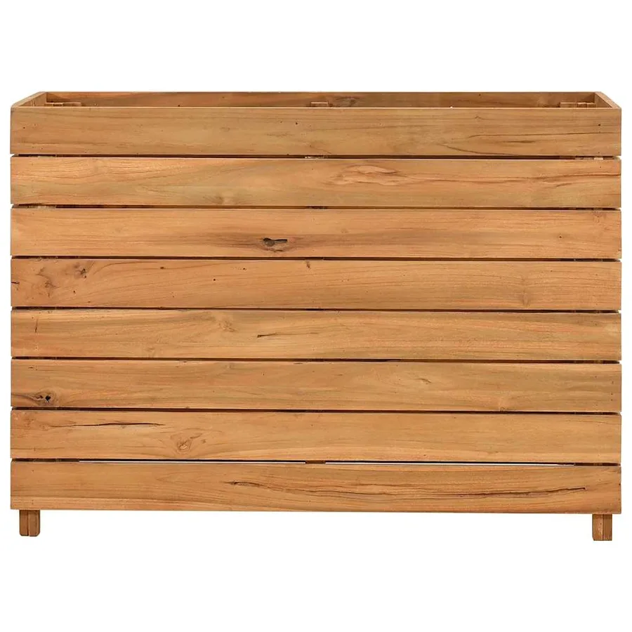 Lit surélevé 100x40x72 cm bois de teck recyclé et acier - 3