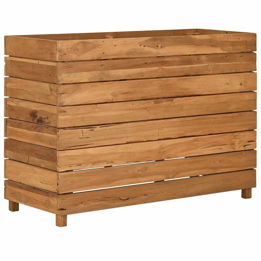 Lit surélevé 100x40x72 cm bois de teck recyclé et acier - 4