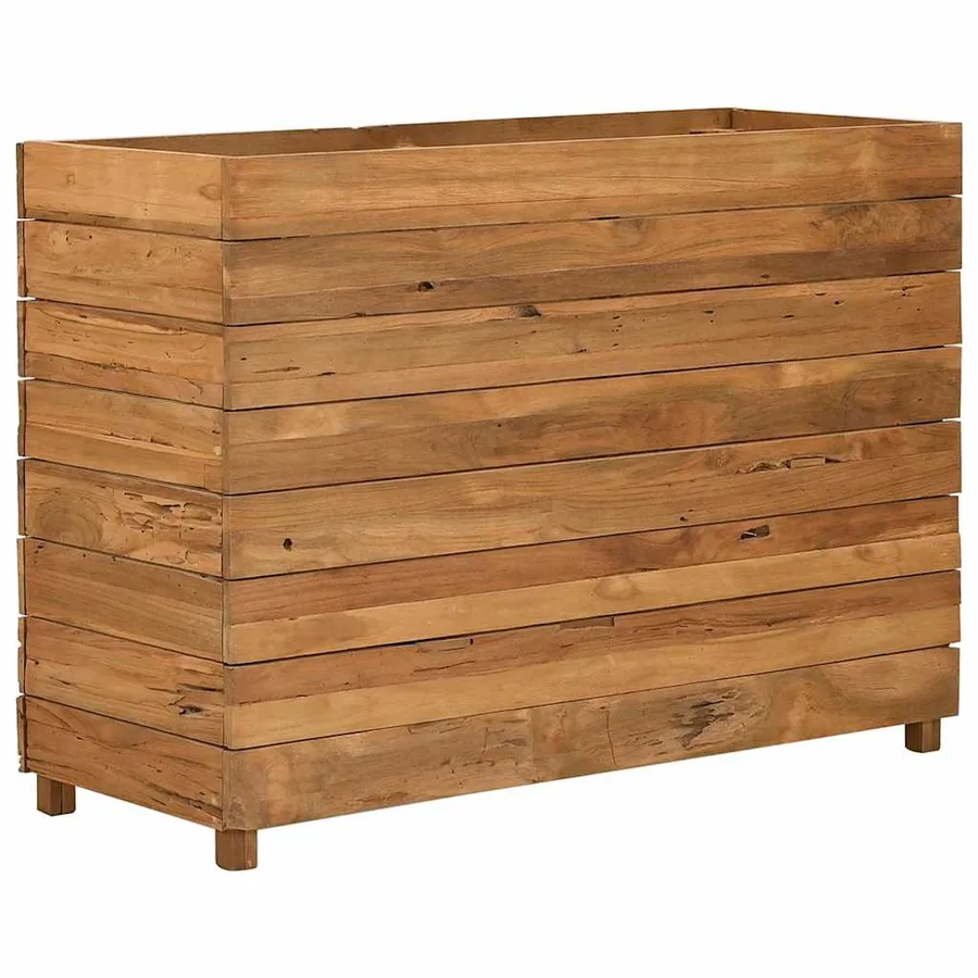 Lit surélevé 100x40x72 cm bois de teck recyclé et acier - 5