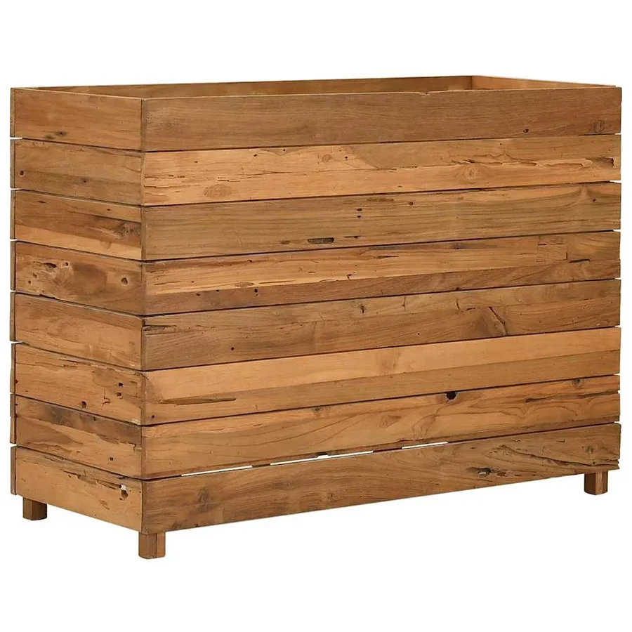 Lit surélevé 100x40x72 cm bois de teck recyclé et acier - 6