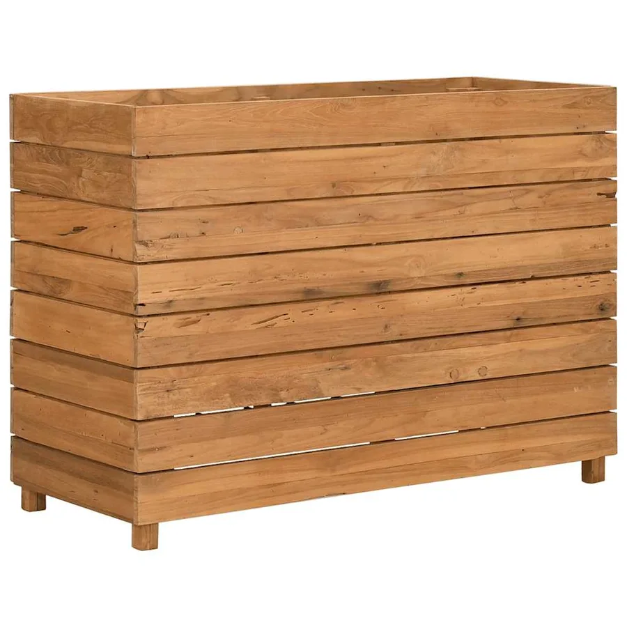 Lit surélevé 100x40x72 cm bois de teck recyclé et acier - 7