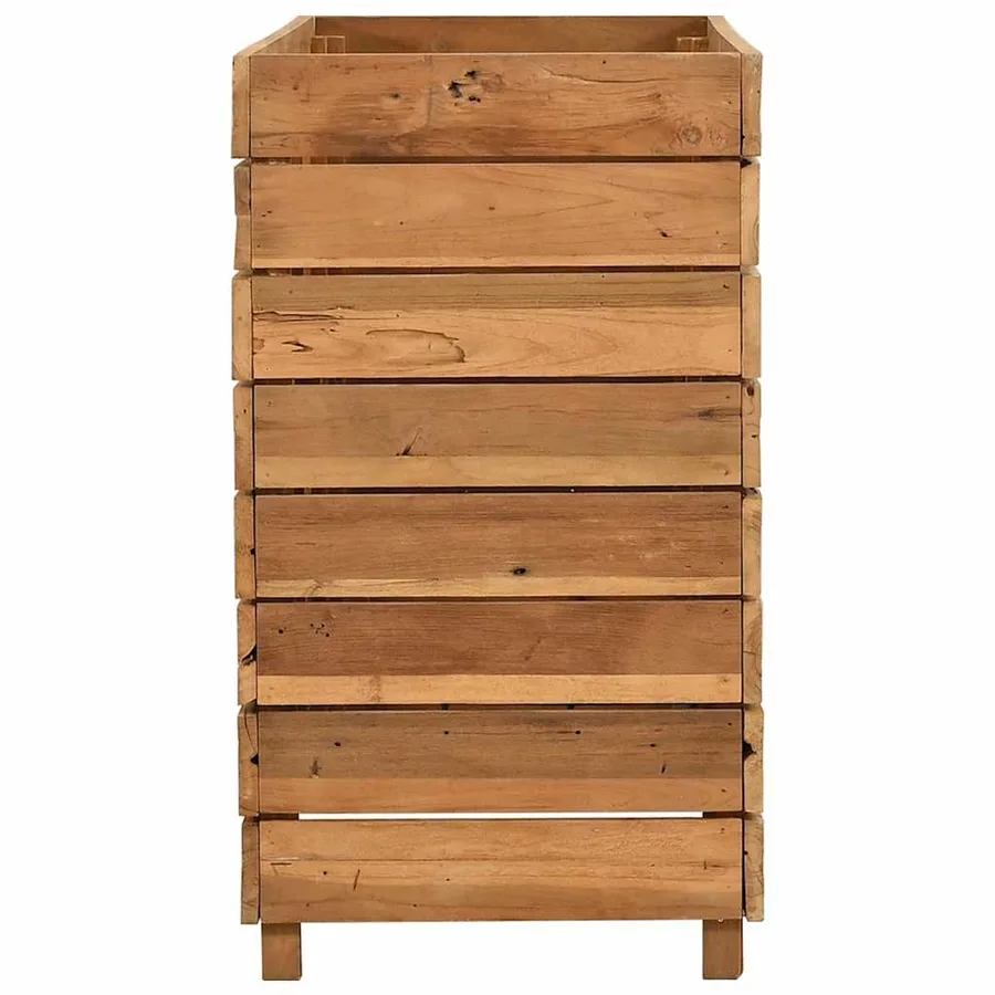 Lit surélevé 100x40x72 cm bois de teck recyclé et acier - 8