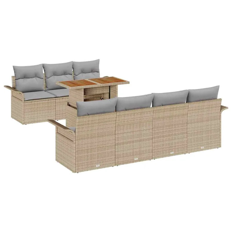 Ensemble de canapé de jardin 8 pcs beige et gris clair - 2