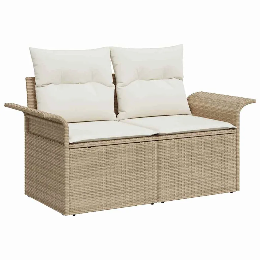 Ensemble de canapé de jardin 6 pcs Beige et crème polyrotin - 4