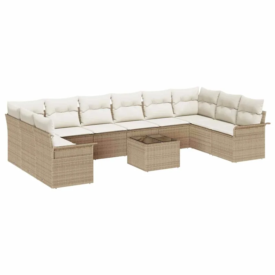Ensemble de canapé de jardin 11 pcs Marron polyrotin - 2