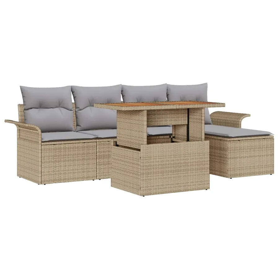 Ensemble de canapé de jardin 6 pcs beige et gris clair - 2