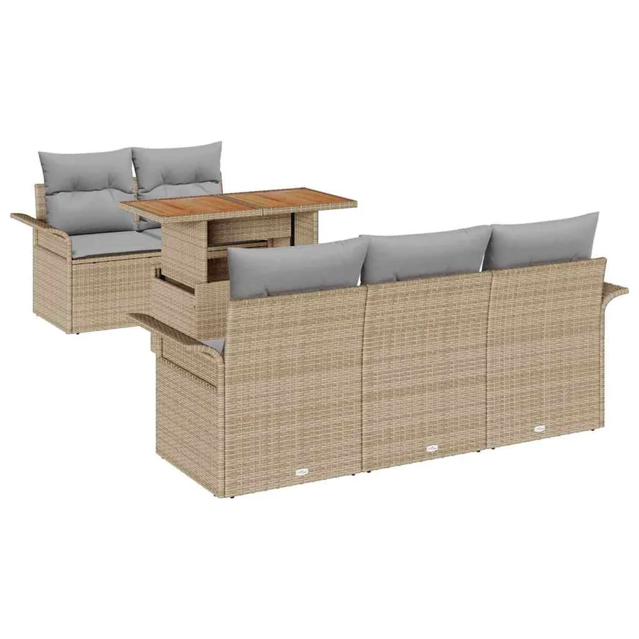 Ensemble de canapé de jardin 6 pcs Beige et Gris clair - 2