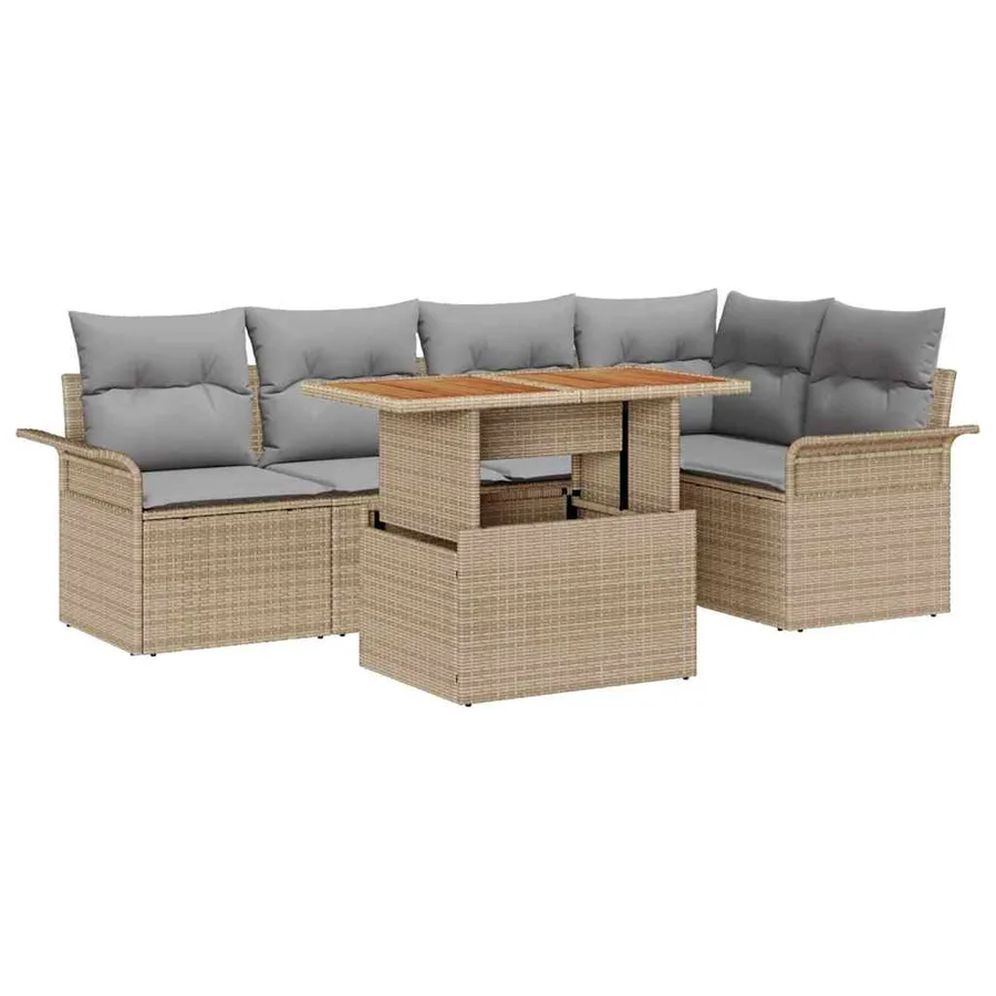 Ensemble de canapé de jardin 6 pcs beige et gris clair - 2