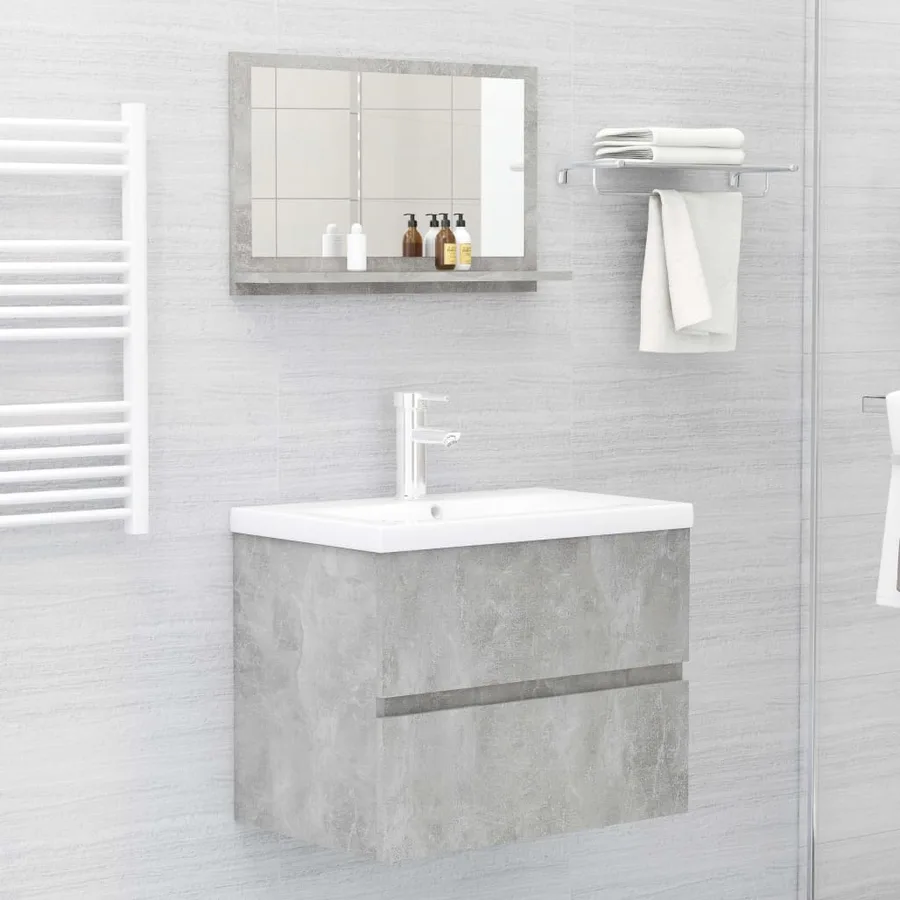Miroir de salle de bain Gris béton 60x10,5x37 cm Aggloméré - 6