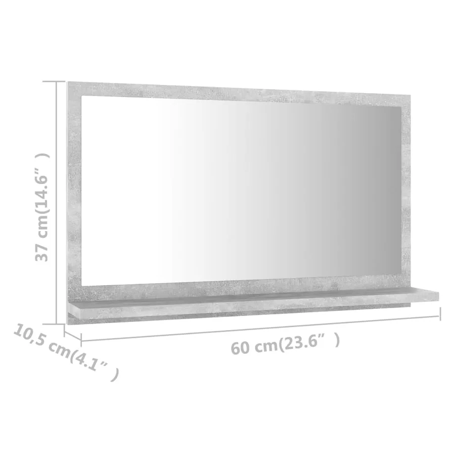 Miroir de salle de bain Gris béton 60x10,5x37 cm Aggloméré - 7