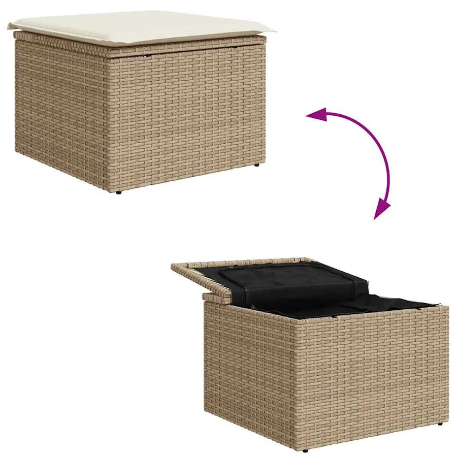Ensemble de Canapés avec coussin 6 pcs Beige et crème polyrotin - 11