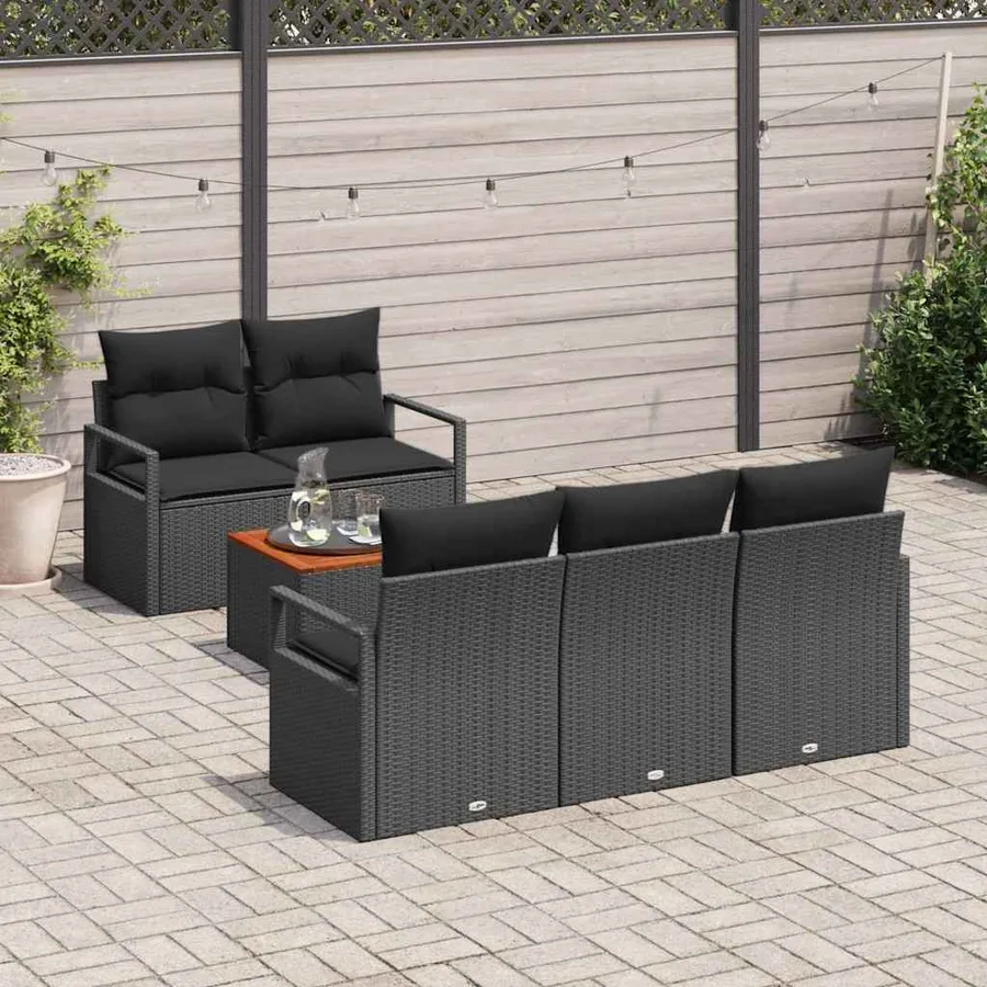 Ensemble de canapé de jardin avec stockage 6 pcs Noir polyrotin - 3