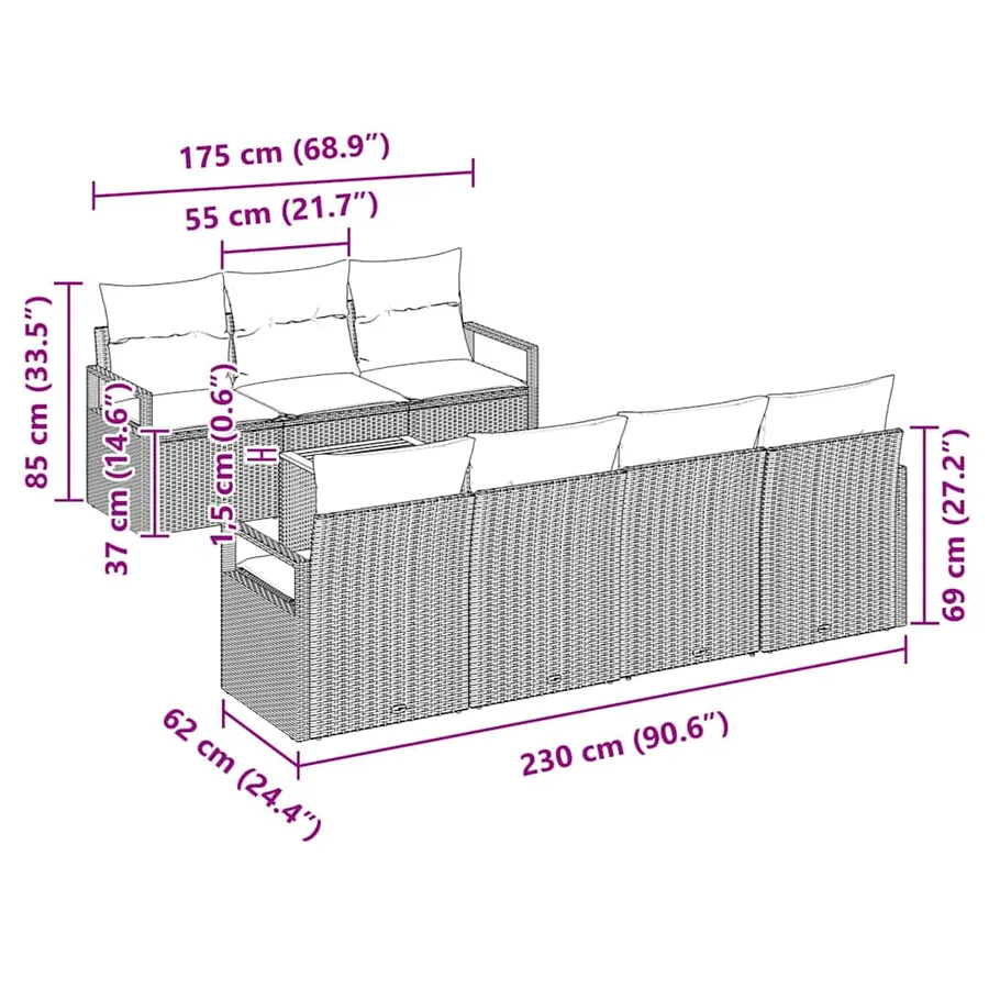 Ensemble de canapé de jardin avec stockage 8 pcs Noir polyrotin - 11
