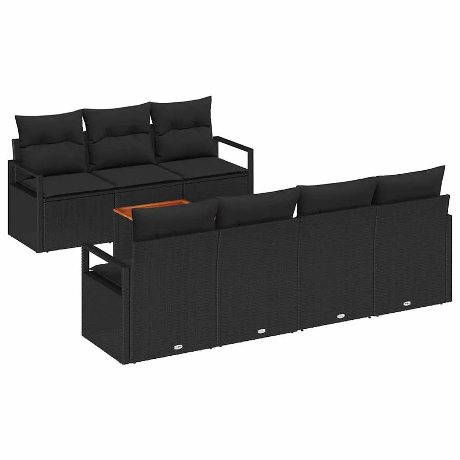 Ensemble de canapé de jardin avec stockage 8 pcs Noir polyrotin - 2