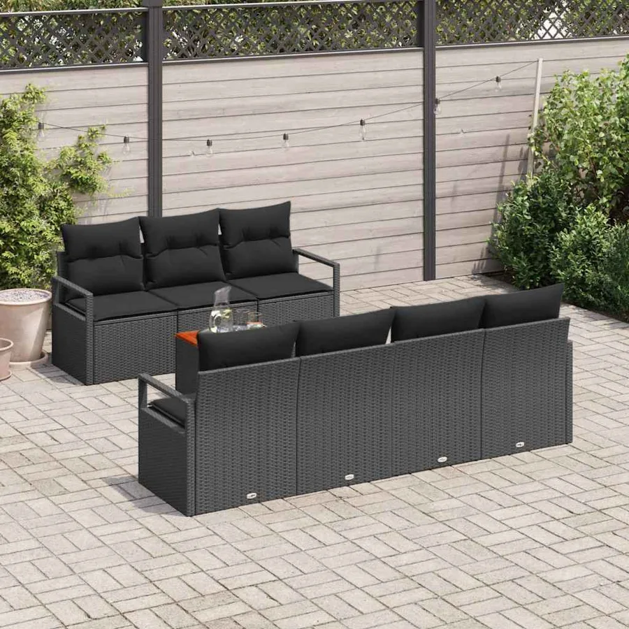 Ensemble de canapé de jardin avec stockage 8 pcs Noir polyrotin - 3