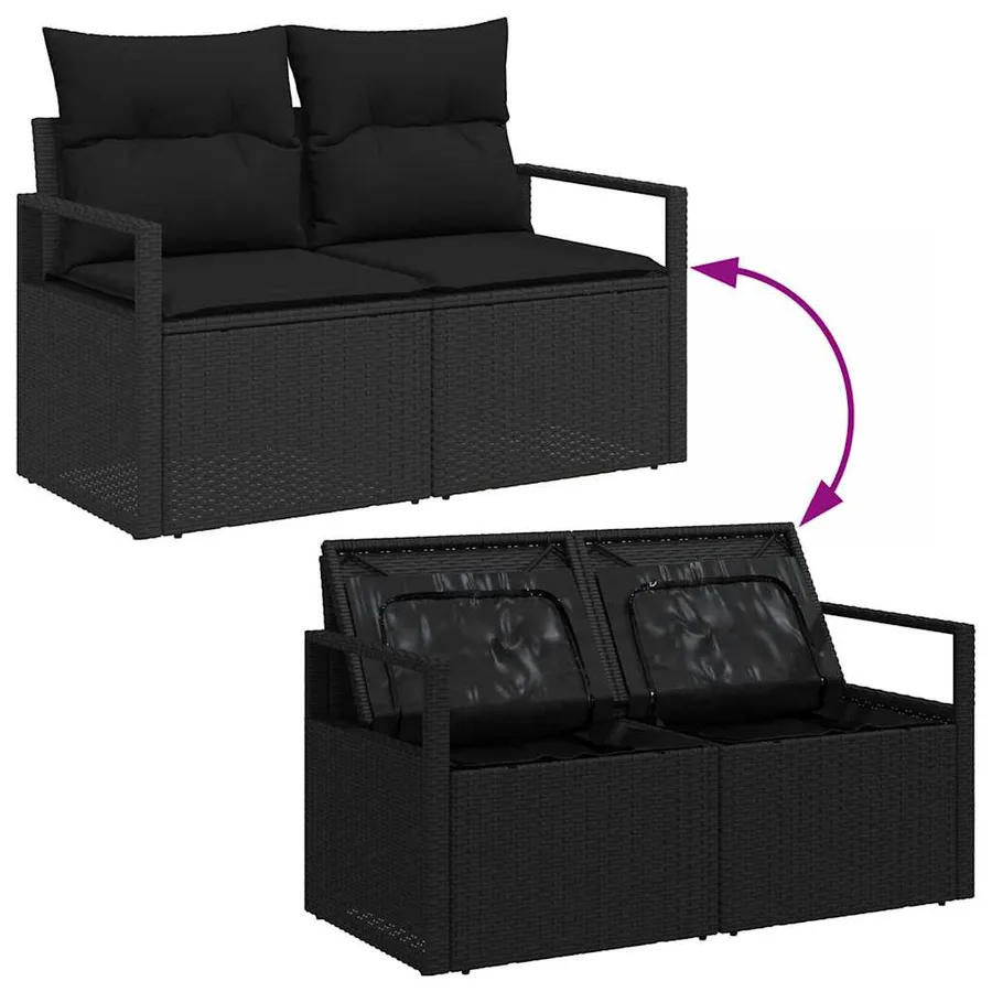 Ensemble de Canapés avec coussin 6 pcs Noir polyrotin - 8