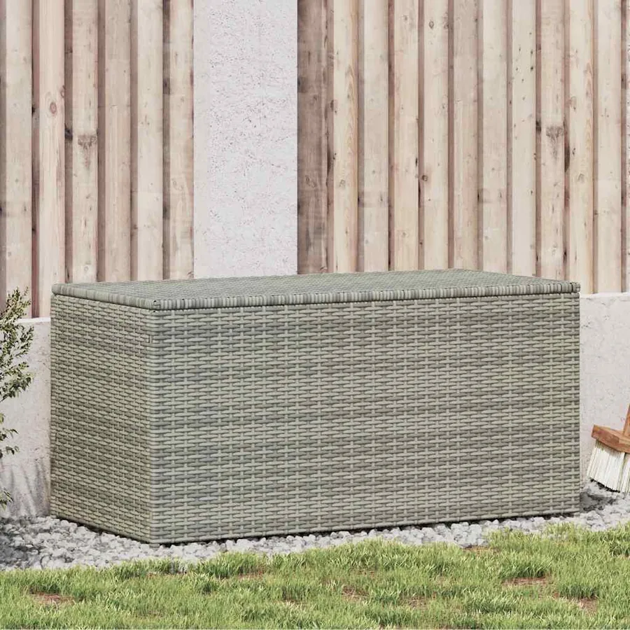 Garden storage box poly rattan 100x50x50 cm grey