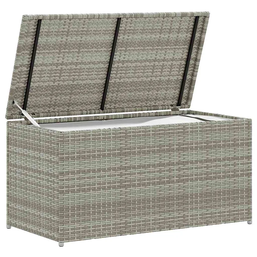 Garden storage box poly rattan 100x50x50 cm grey - 3