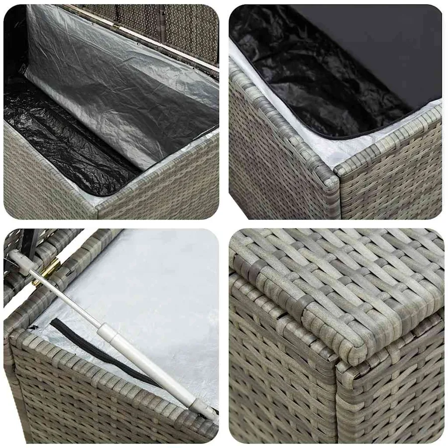 Boîte de rangement de jardin résine tressée 100x50x50 cm gris - 7