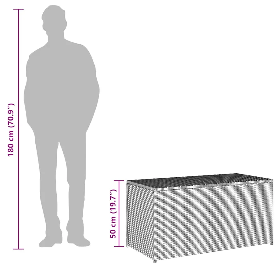 Garden storage box poly rattan 100x50x50 cm grey - 9