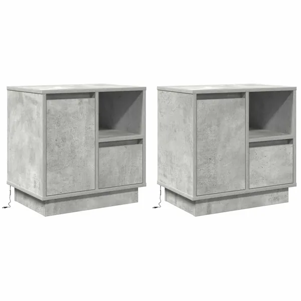Cabinet de chevet 2 pcs Gris béton 50 x 34,5 x 50 cm.