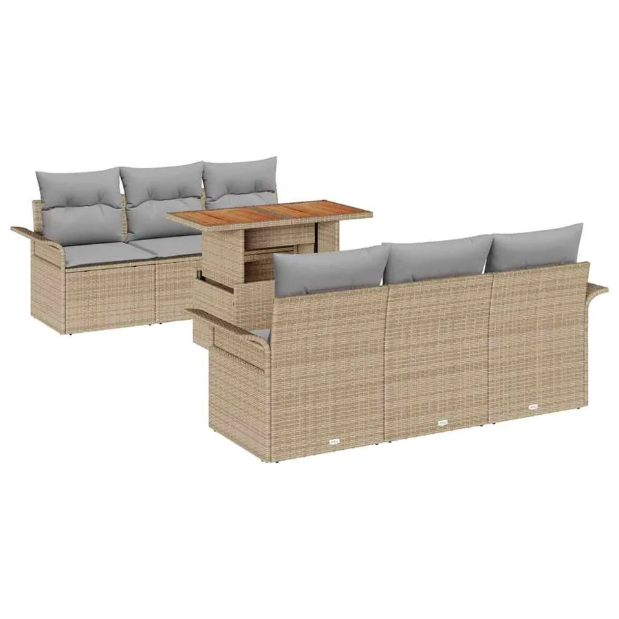 Ensemble de canapé de jardin 7 pcs beige et gris clair - 2