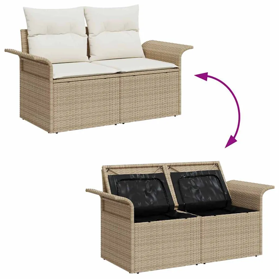 Ensemble de canapé de jardin 7 pcs Beige et crème polyrotin - 9