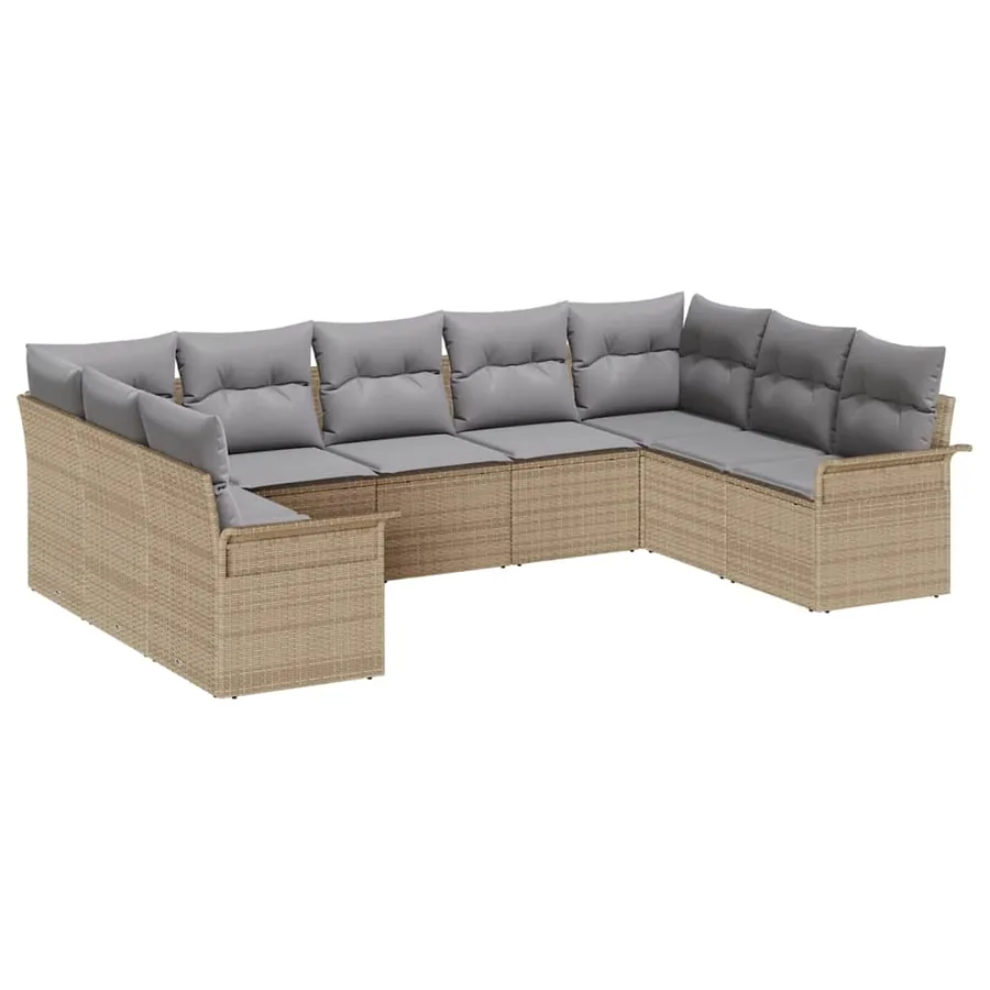 Ensemble de canapé de jardin avec coussin Beige polyrotin - 2